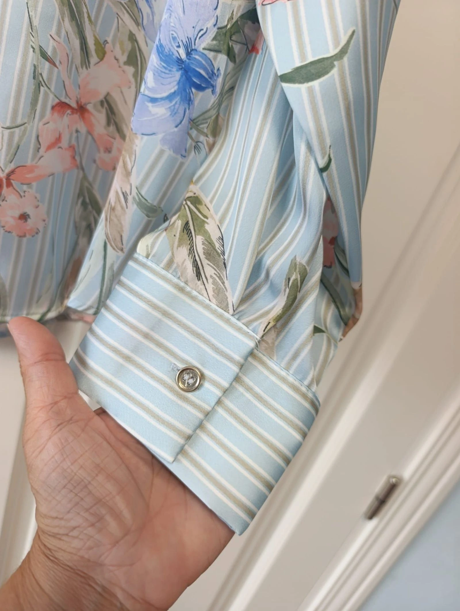 Blusa Zara popelin satinada floral tamanho G – photo 6